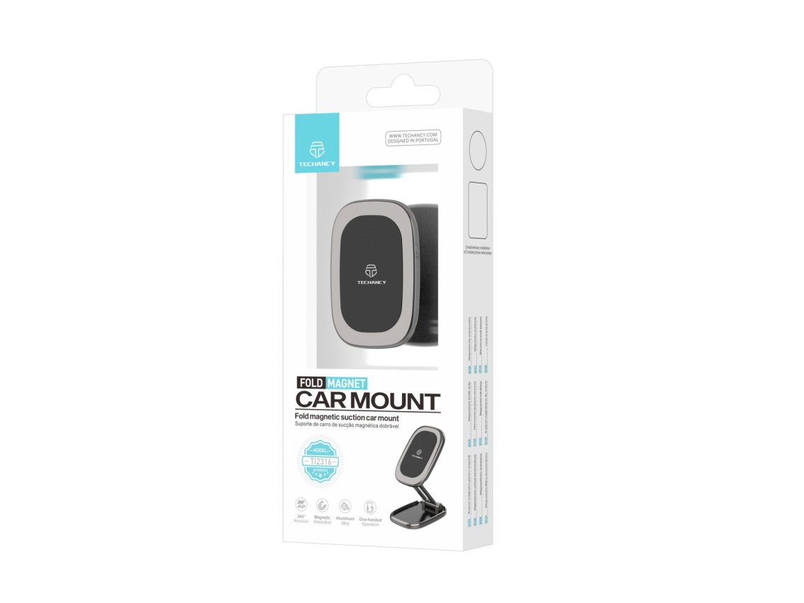 Techancy Suporte Magnético Dobrável Para Telemóvel Para Automóvel Ti2316, Fita Adesiva Dupla Face De