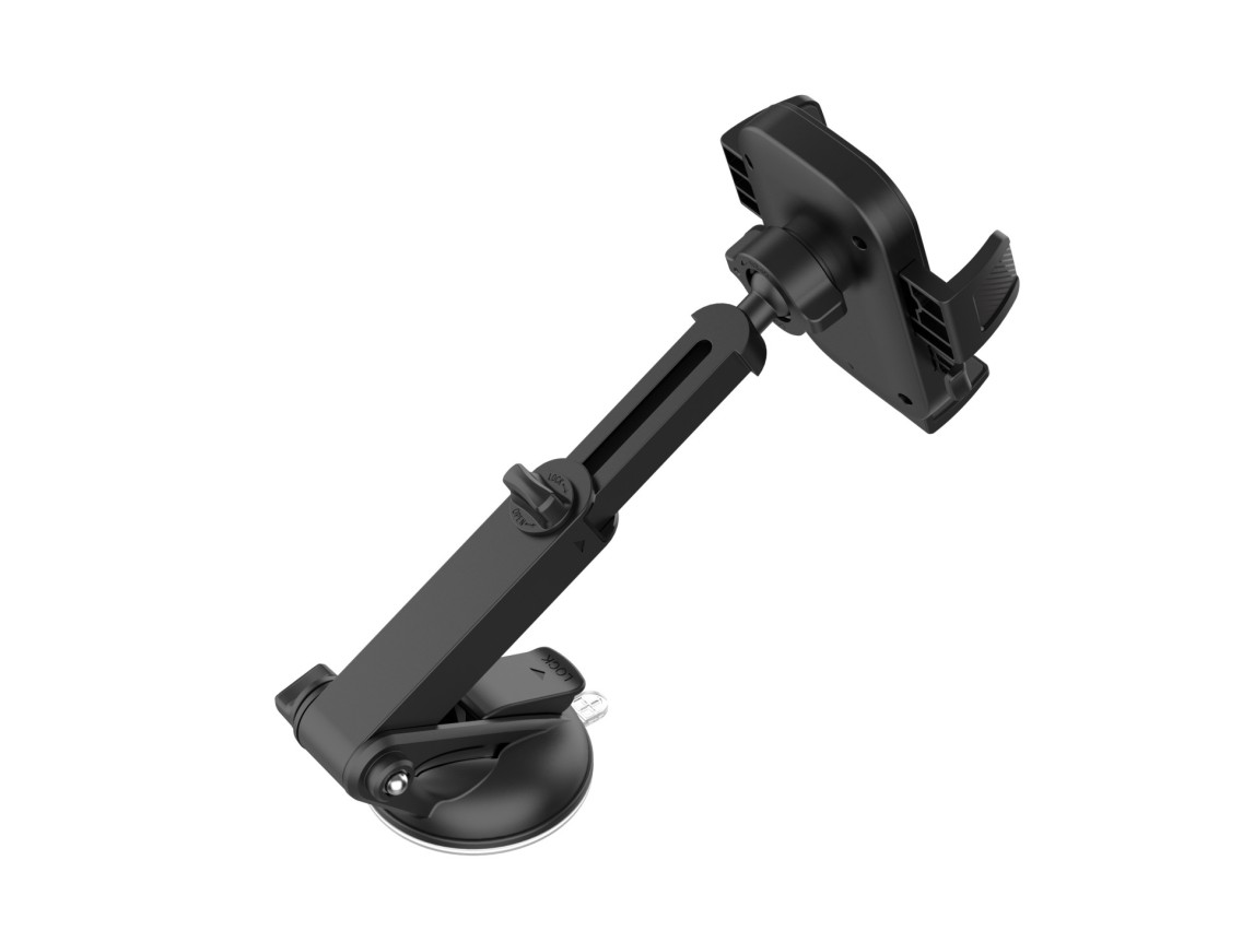 Techancy Ti2318 Car Phone Holder Black, 4.0-7.2 Inch, Suction Cup Mount, One-Touch Lock