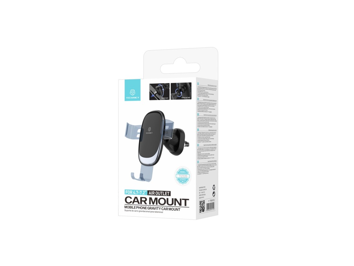 Techancy Gravity Car Holder for Cell Phones 4.7 - 7.2 TI2320, Adjustable Viewing Angle, Black