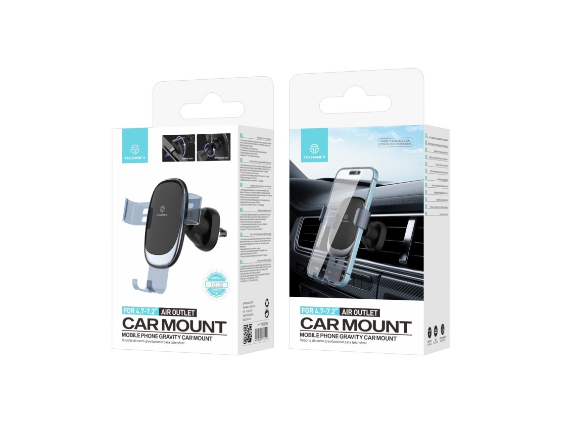 Techancy Gravity Car Holder for Cell Phones 4.7 - 7.2 TI2320, Adjustable Viewing Angle, Black