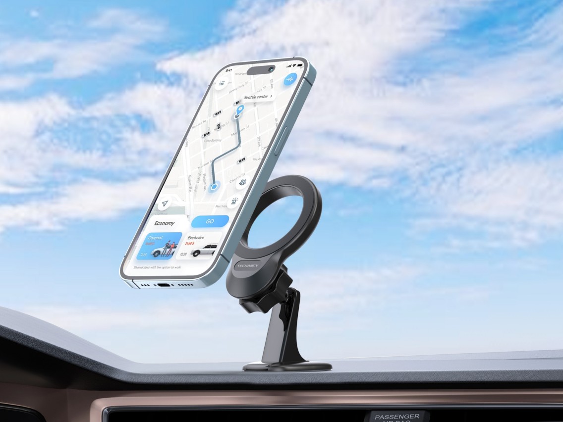 Techancy Suporte Magnético Para Automóvel Preto Ti2330, Compatível Com Iphone 12-16/Tecnologia Magsa