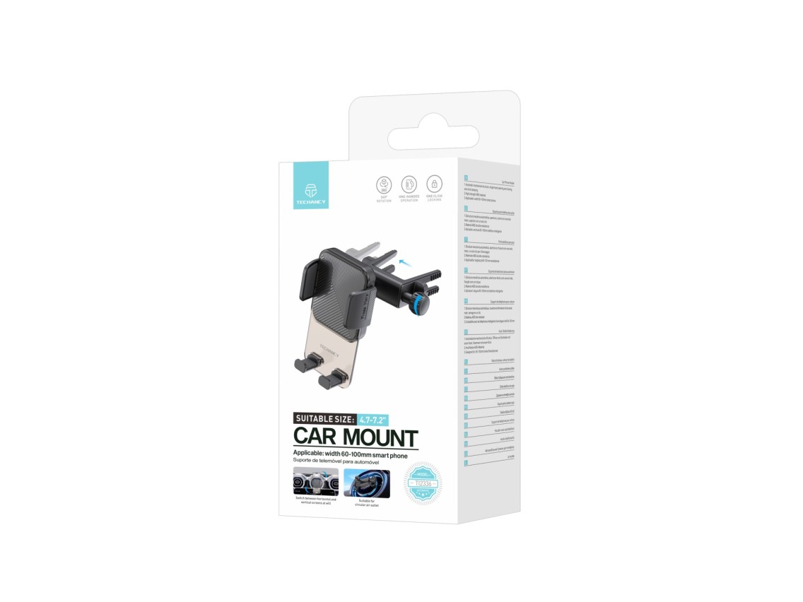 Techancy Suporte para TelemOvel de Saída de Ar Redonda TI2336, Operação com Uma Mão, ABS de Alta Res