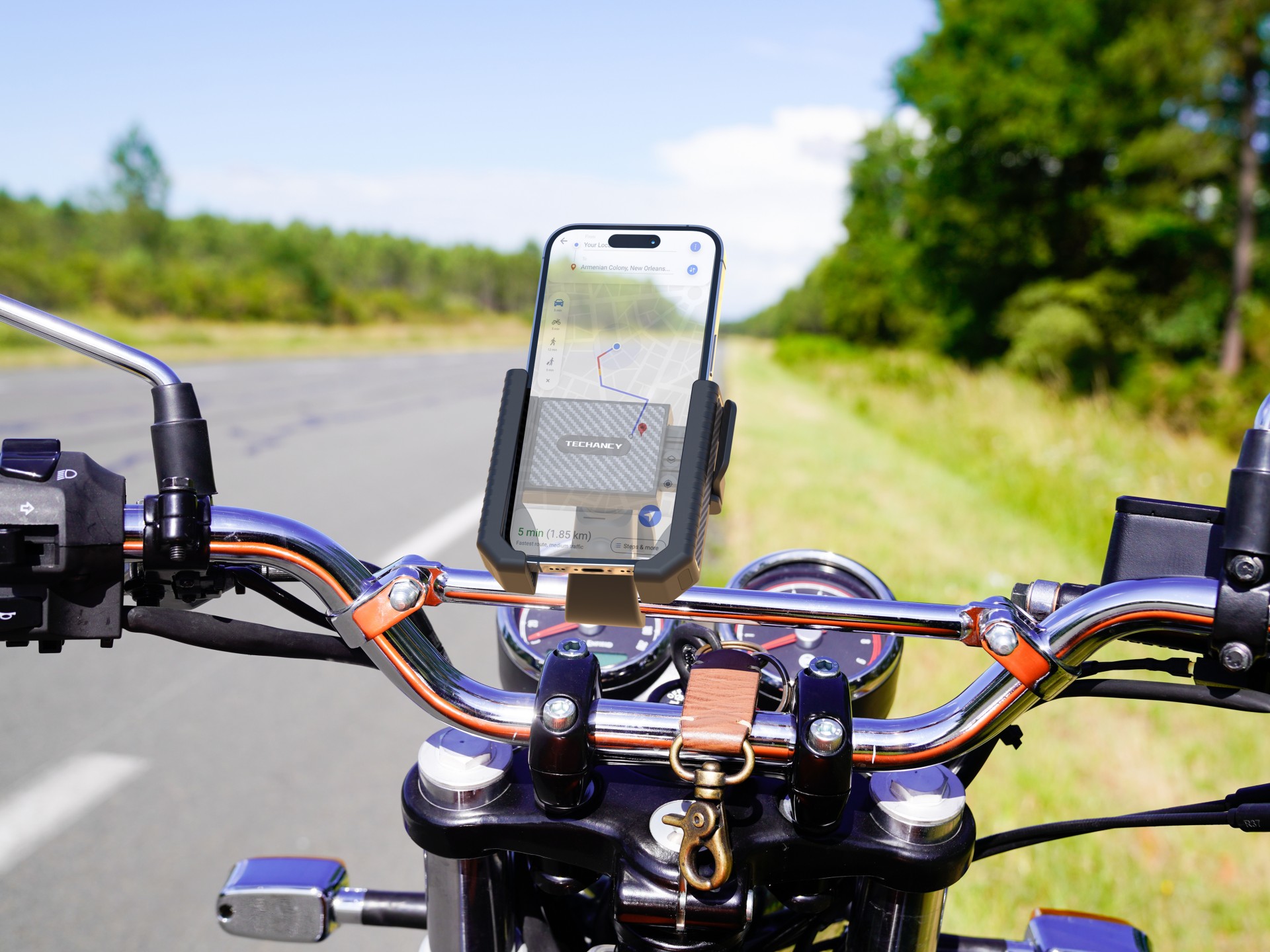 Techancy TI2338 Universal Mobile Phone Holder, Compatible with Bicycle/Motorcycle, 4.5-7.2 Inches, A