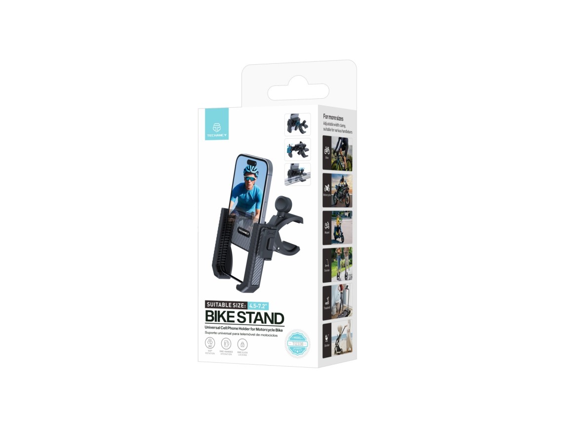 Techancy Suporte Universal para TelemOvel TI2338, Compatível com Bicicleta/Motociclo, 4.5-7.2 Polega