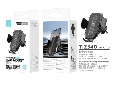 Techancy suporte de telemovel para carro TI2340 Operacao com uma mao Compativel com 4.5-7.2 pol Pret