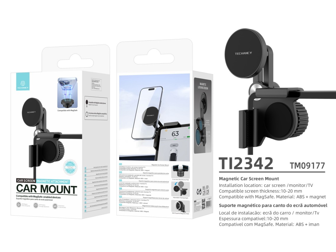 Techancy Suporte Magnetico Carro TI2342 Compativel MagSafe Para Ecra Automovel Monitor Espessura 10-
