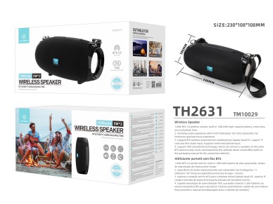 Altavoz inal�mbrico Techancy TH2631 negro con bater�a integrada de 5 W, 2 altavoces y entrada TWS/TF