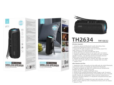Techancy TH2634 Wireless Bluetooth Speaker Version 5.3, Support TF/U disk/LINE LN Input, 7 Color LED