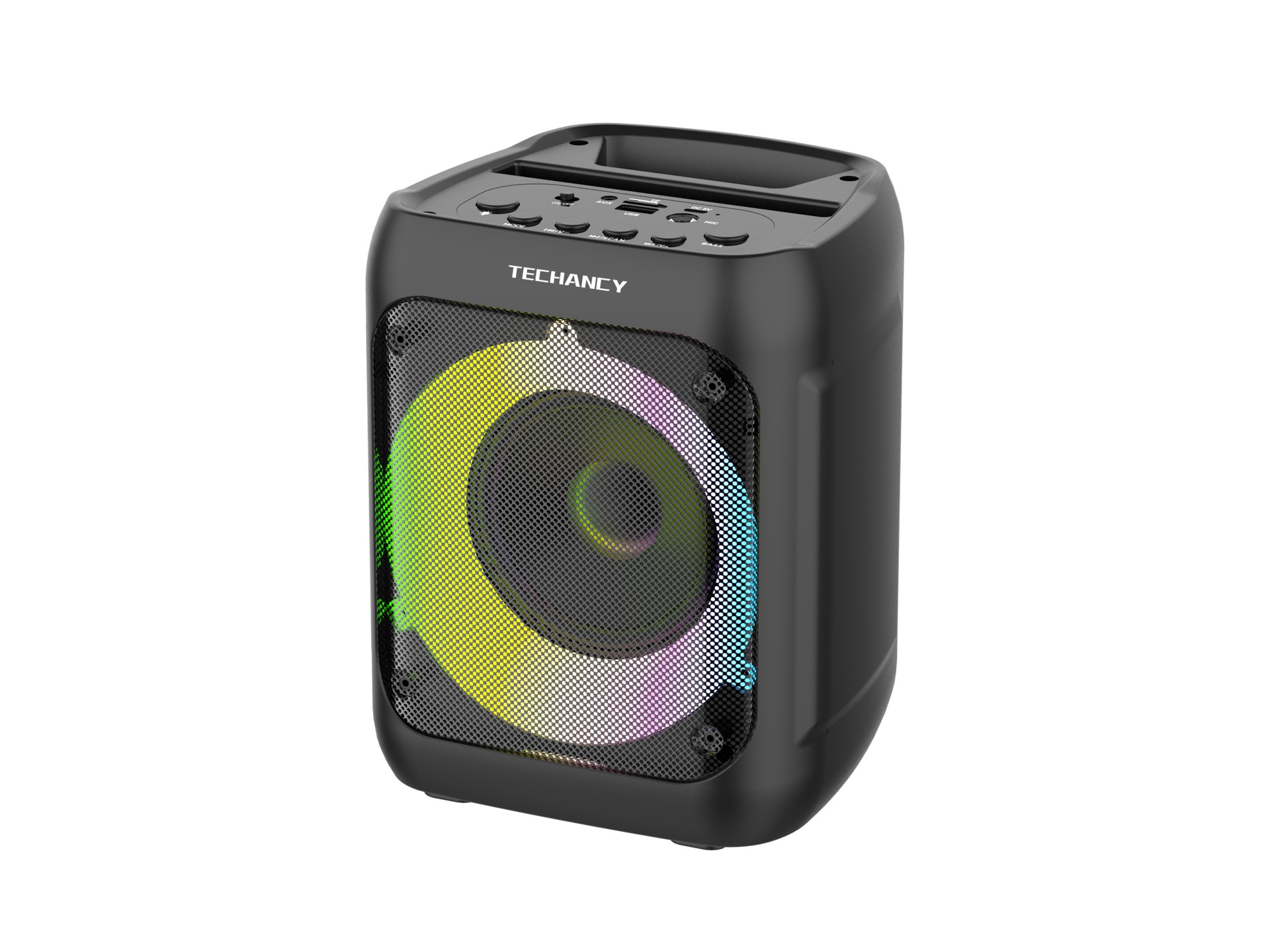 Techancy Altifalante Bluetooth Sem Fios TH2635, 5 W/4 Polegadas, Som Estéreo Tws, Ritmo De Luz Led,