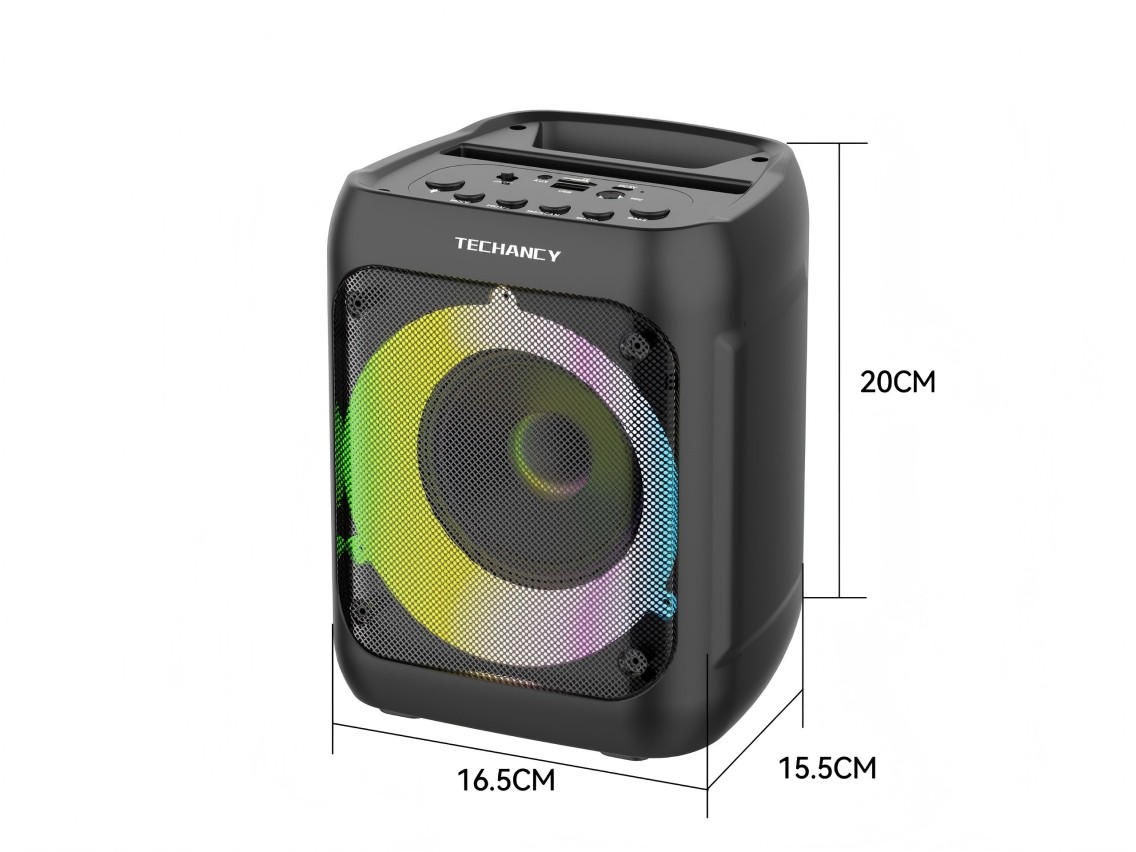 Techancy Altifalante Bluetooth Sem Fios TH2635, 5 W/4 Polegadas, Som Estéreo Tws, Ritmo De Luz Led,