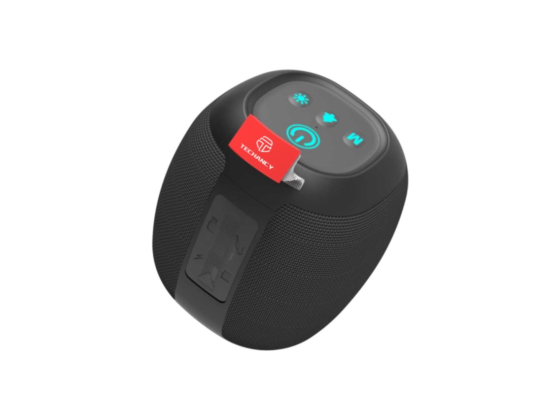 Techancy Altifalante Sem Fios Bluetooth Versão 5.3 TH2638, Suporte TWS/TF/AUX, Luz Ambiente Led Rgb