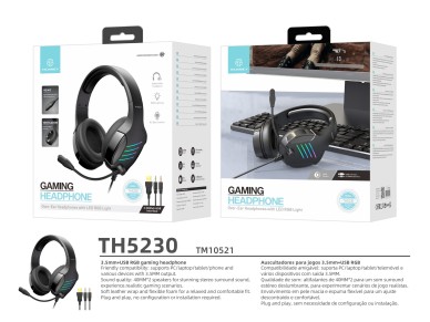 Techancy TH5230 Stereo Gaming Headphones, 3.5mm+USB Interface for PC, Soft Leather Covering, Plug an Techancy TH5230 Stereo Gaming Headphones, 3.5mm+USB Interface for PC, Soft Leather Covering, Plug an