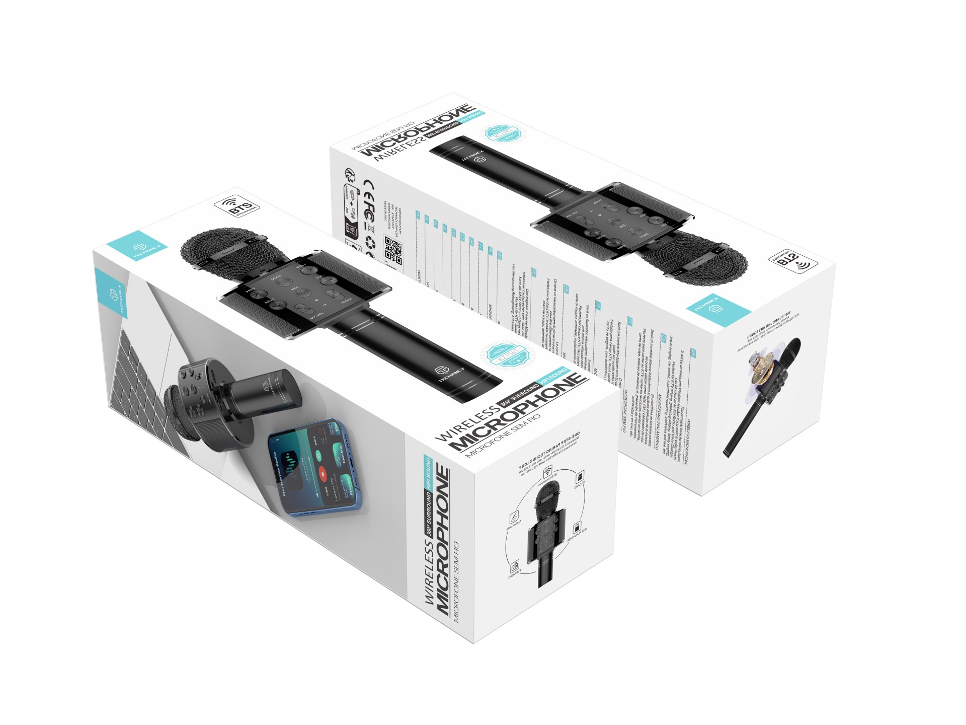 Techancy KZ1561 Wireless Microphone, Portable Karaoke, Bluetooth Speaker, FM Radio and Voice Changer