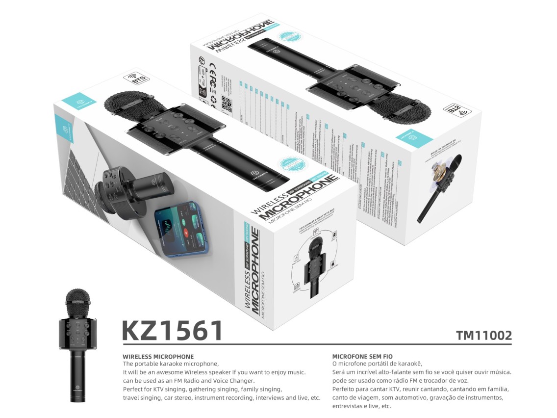 Techancy KZ1561 Wireless Microphone, Portable Karaoke, Bluetooth Speaker, FM Radio and Voice Changer