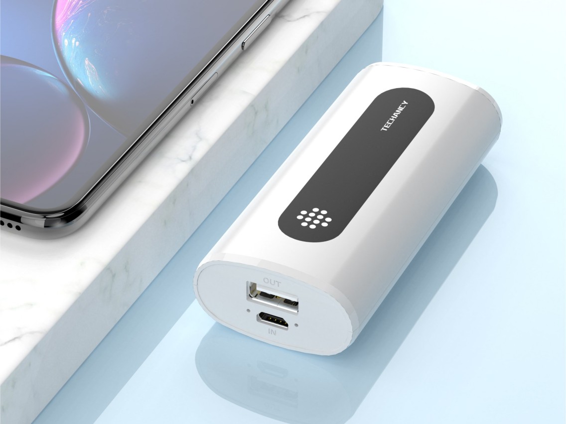 Techancy 4000mah Power Bank White TF2768, 1A Compatible Mobile Phone/Tablet Charging, Portable Power