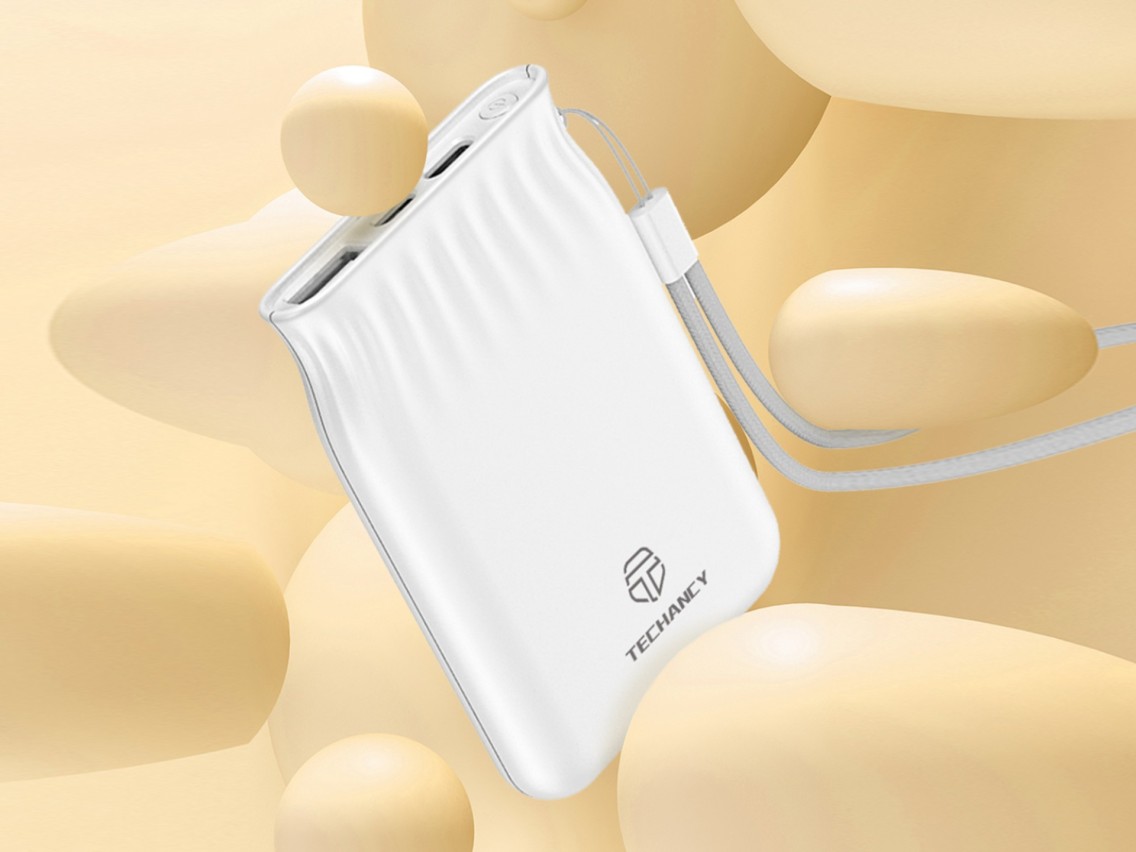 Techancy 6500mah Power Bank White TF2772, Mobile Phone/Tablet Charging Compatible with 2A, Portable