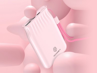 Banco de energía Techancy de 6500 mAh, color rosa, TF2772, compatible con carga de teléfon