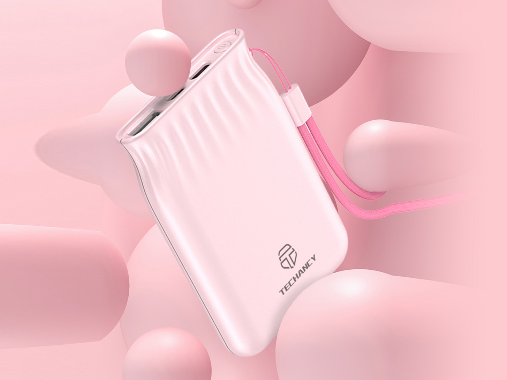 Techancy 6500mah Power Bank Pink TF2772, Mobile Phone/Tablet Charging Compatible with 2A, Portable P