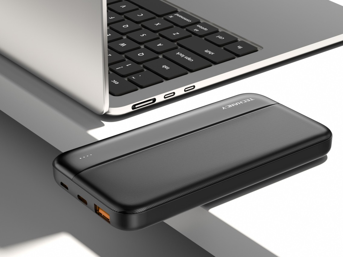 Techancy Power Bank 10000mah Preto TF2776, Carregamento Rápido Pd20w Para Smartphones, Tablets E Mui