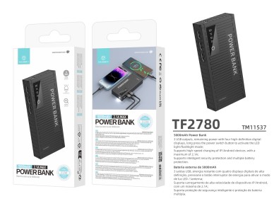 Techancy 5000mah Power Bank Black TF2780,Fast Charging 2A, 3 Usb Outputs For Cell Phone/Table Techancy 5000mah Power Bank Black TF2780,Fast Charging 2A, 3 Usb Outputs For Cell Phone/Table