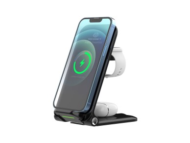 Techancy 3-in-1 Wireless Charger TF2791, 15W Foldable Charging Dock, Compatible with iPhone and Appl