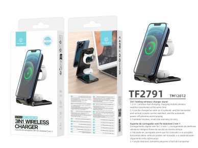Techancy 3-in-1 Wireless Charger TF2791, 15W Foldable Charging Dock, Compatible with iPhone and Appl