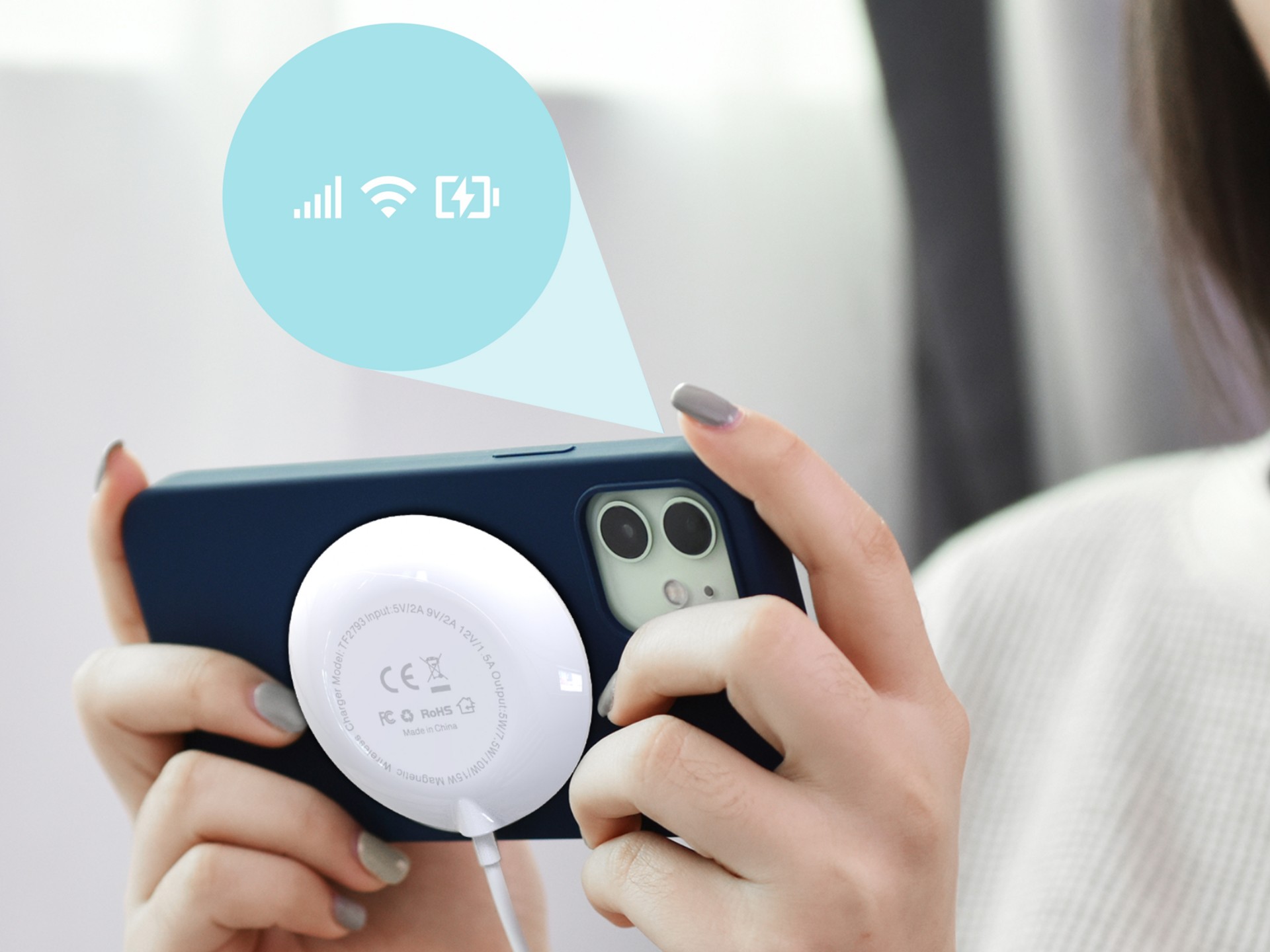 Techancy 15W Magnetic Wireless Charger TF2793, Compatible with iPhone 12 and Above, Magsafe Compatib