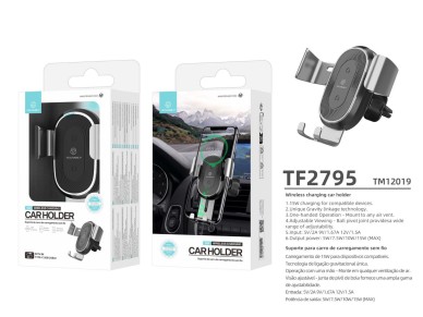 Techancy TF2795 Wireless Charging Car Phone Holder, 15W Charging, Gravity Link Technology