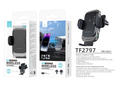 Techancy Wireless Car Charger Mount TF2797, 15W Wireless Charging, Automatic Opening and Closing.