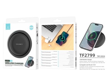 Cargador inalámbrico Techancy 15W TF2799, compatible con varias marcas de smartphones, carga r& Cargador inalámbrico Techancy 15W TF2799, compatible con varias marcas de smartphones, carga r&
