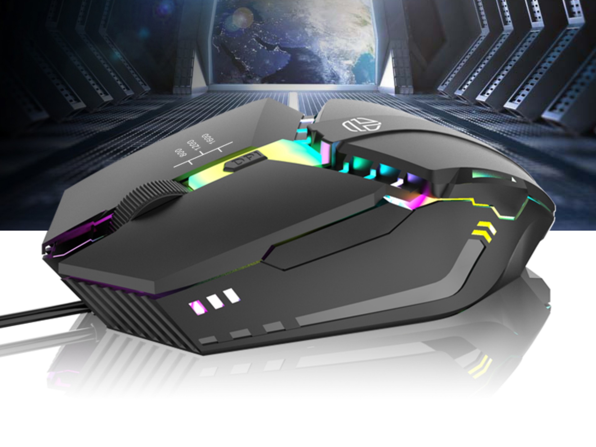 Techancy Gaming Mouse TJ6105, 1.5m, With LED, 3-Speed DPI Switching, Non-Slip Scroll Wheel