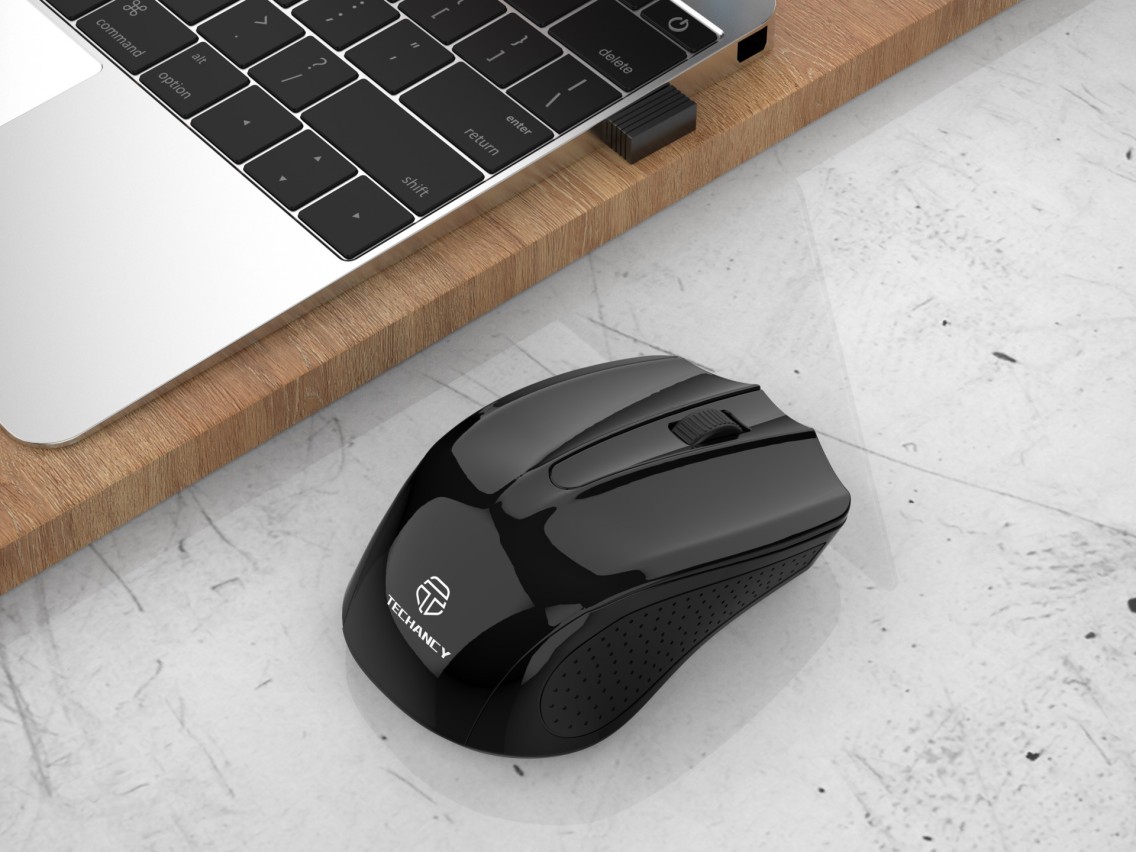 Techancy 2.4g Wireless Mouse Black TJ6121, 10m Wireless Distance, Plug and Play, Compatible with PC/