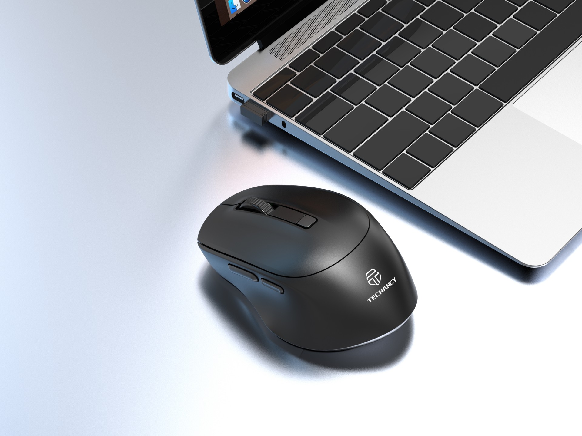 Techancy Wireless Mouse 2.4g Black TJ6123, Adjustable DPI (800-1600) 6d Silent Buttons, Compatible w