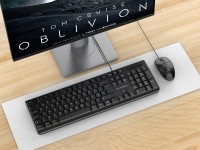 Techancy Conjunto De Teclado E Rato Com Fios Usb TK1270,Teclas Em Portugu�s+Ingl�s Para Utiliza��o N