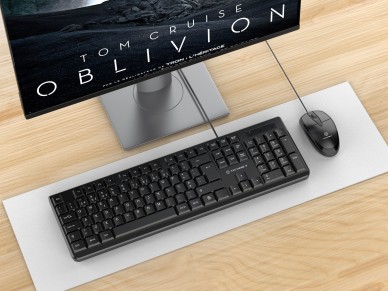 Techancy Conjunto De Teclado E Rato Com Fios Usb TK1270,Teclas Em Portugu�s+Ingl�s Para Utiliza��o N