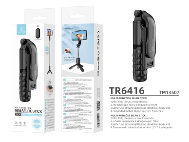 Techancy Multi-function mini selfie stick, TR6416, with wireless control, triangular stand, easy to Techancy Multi-function mini selfie stick, TR6416, with wireless control, triangular stand, easy to