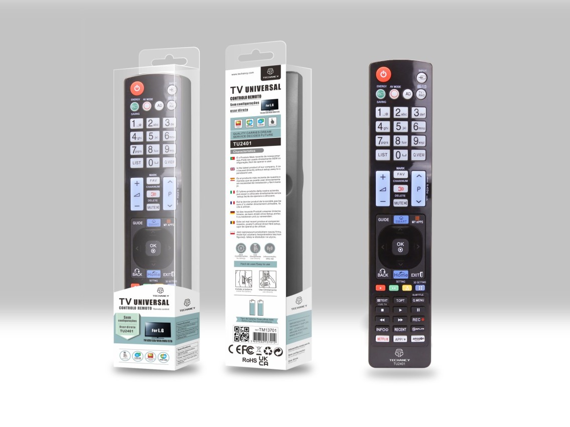 Techancy Controlo Remoto Do Televisor TU2401, Alcance Sem Fios De 8m, Compatível Com Televisores Lg