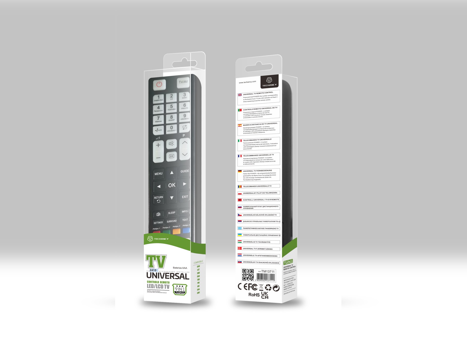 Techancy Universal TV Remote Control TU2411, Compatible with Many TV Brands, Simple Adaptation Conne