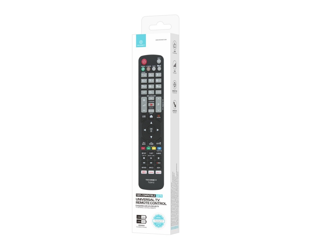Techancy TV Remote Control TU2412, Compatible with LG TVs, Automatic Pairing Without Configuration