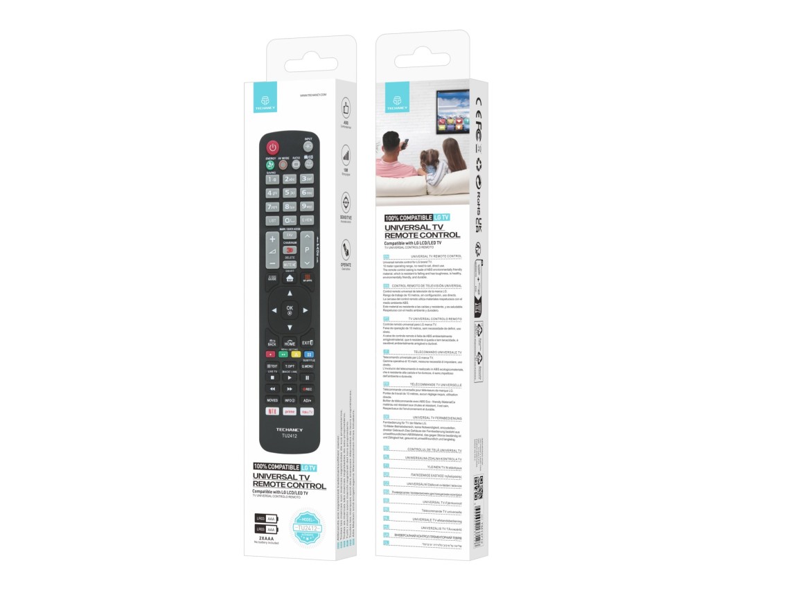 Techancy TV Remote Control TU2412, Compatible with LG TVs, Automatic Pairing Without Configuration