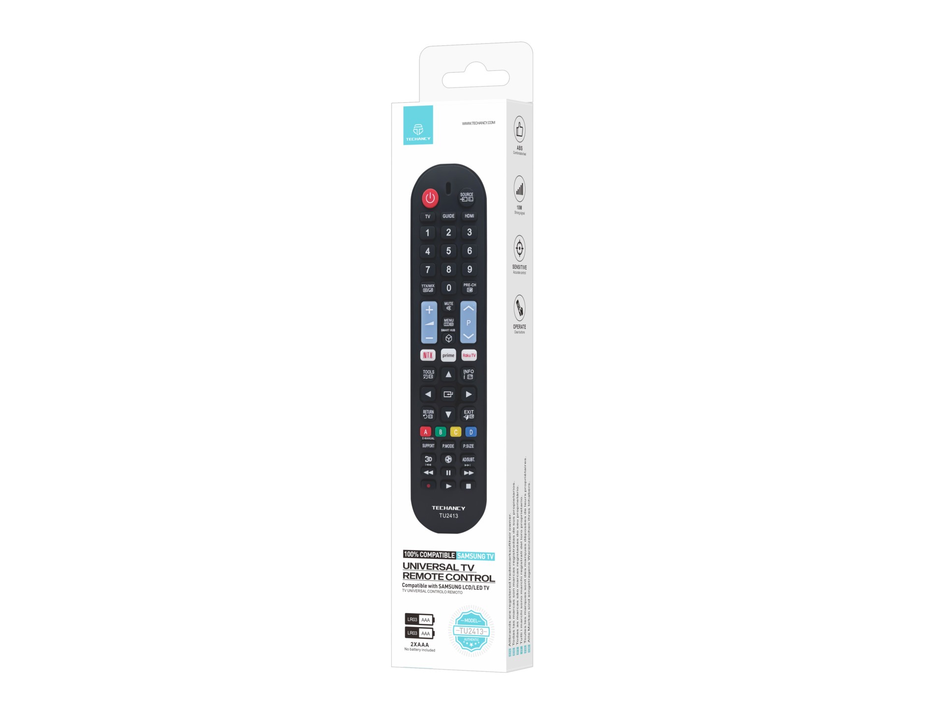 Techancy TV Remote Control TU2413, Compatible with Samsung TVs, Automatic Pairing Without Configurat