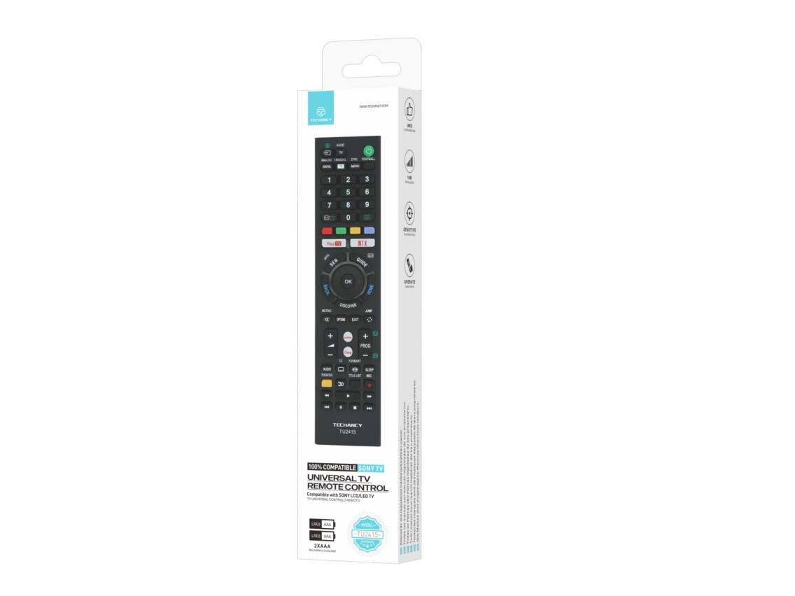 Techancy TV Remote Control TU2415, Compatible with Sony TVs, Automatic Pairing Without Configuration