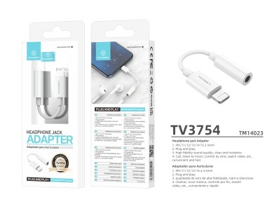 Techancy Conversor De �udio TV3754, Plug And Play, Compat�vel Com Ip8/X/11-/14, Auscultadores Est�re