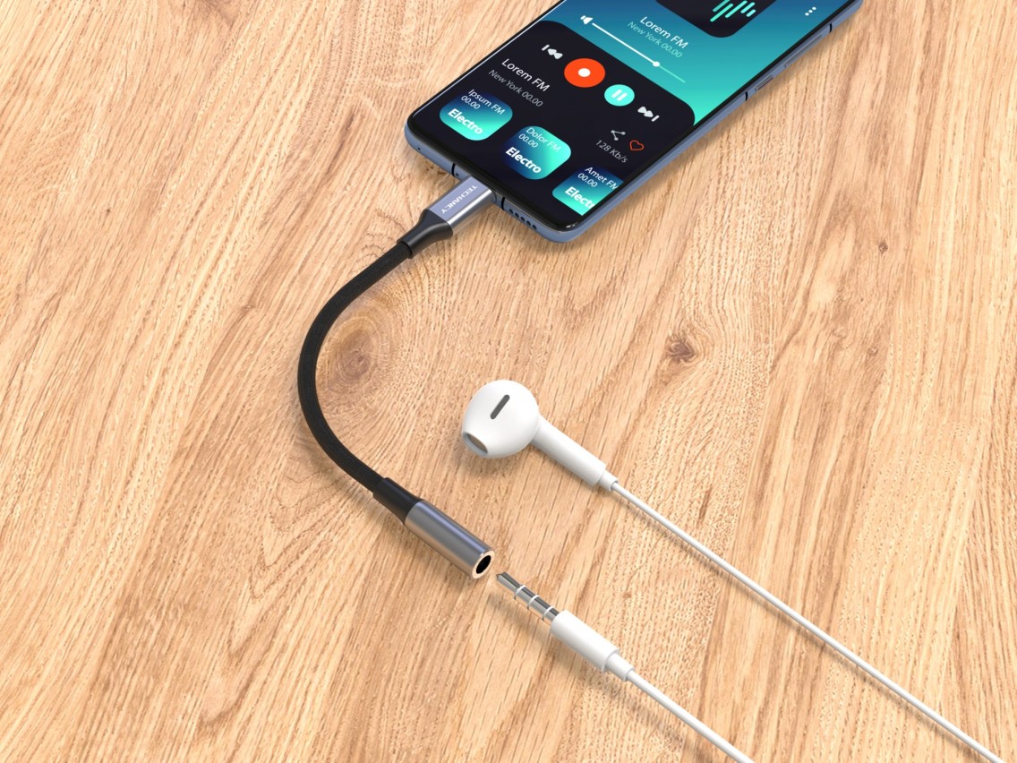 Techancy TV3755 Audio Adapter, Usb-C To 3.5mm Headphone Jack, Dsp Chip Compatible With Samsung/Huawe