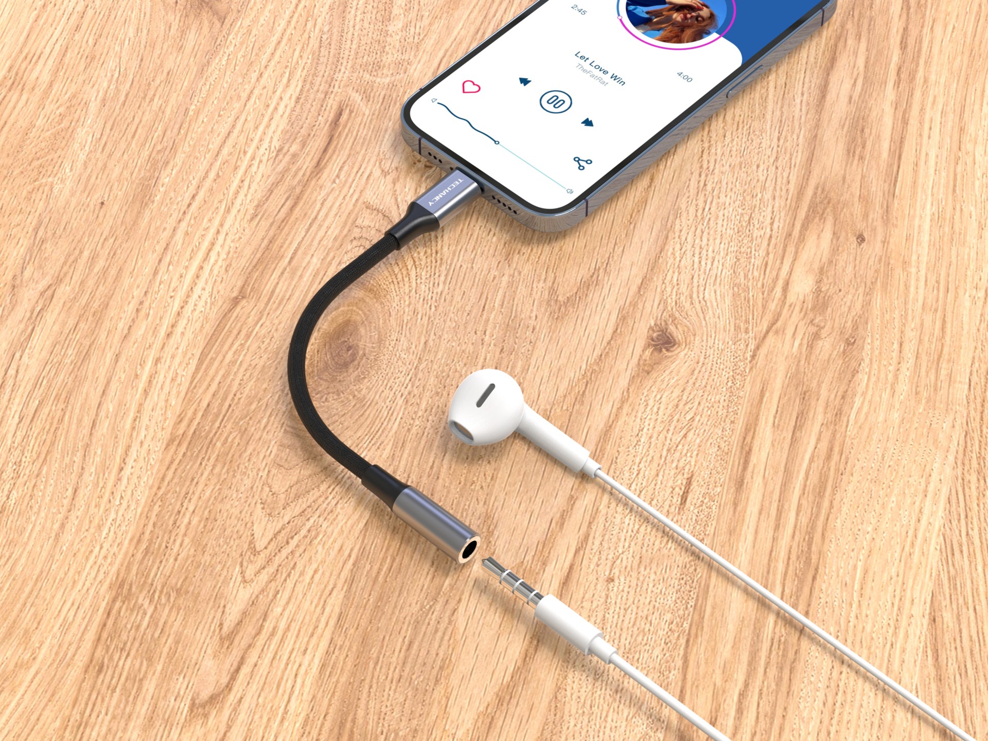 Techancy Adaptador De Áudio TV3755, Ip8-14 Para Conetor De Auscultadores De 3,5 Mm, Compatível Com D