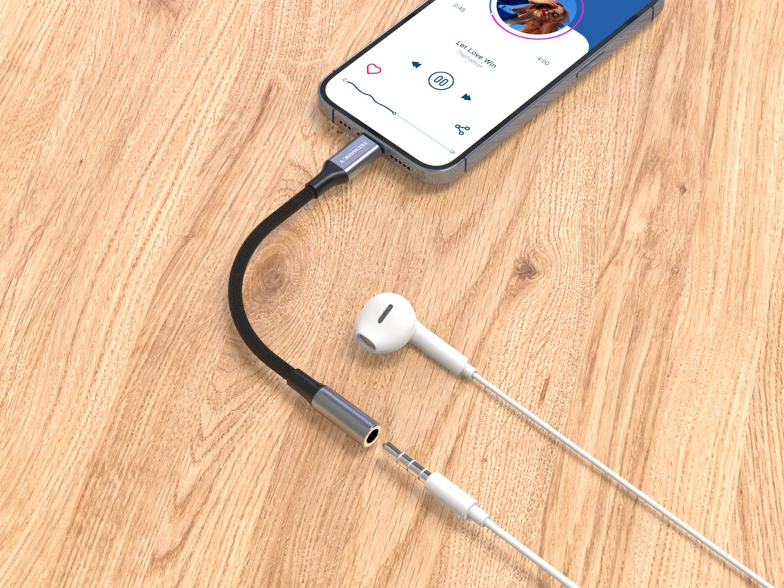 Techancy Adaptador De Áudio TV3755, Ip8-14 Para Conetor De Auscultadores De 3,5 Mm, Compatível Com D