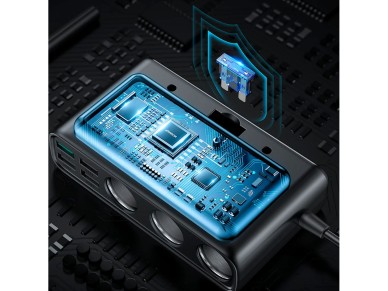 Carregador veicular Joyroom JR-CL06 9 em 1, 154 W, 5 portas USB-A / USB-C / 3 tomadas para isqueiro, Carregador veicular Joyroom JR-CL06 9 em 1, 154 W, 5 portas USB-A / USB-C / 3 tomadas para isqueiro,