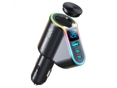 Carregador r�pido para carro Joyroom 4 em 1 USB-A QC3.0 / 2x USB-C PD 150W Preto (JR-CL21)