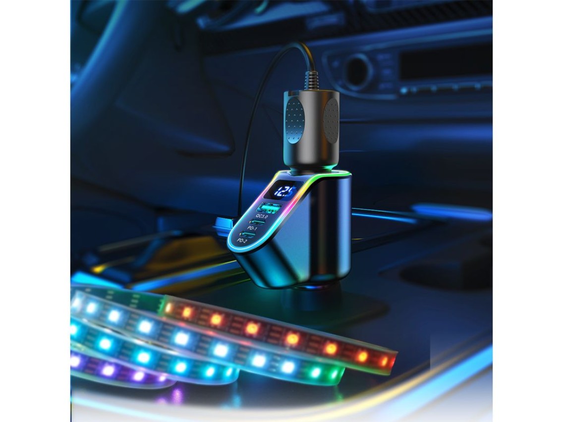 Joyroom Fast Car Charger 4in1 USB-A QC3.0 / 2xUSB-C PD 150W Black (JR-CL21)