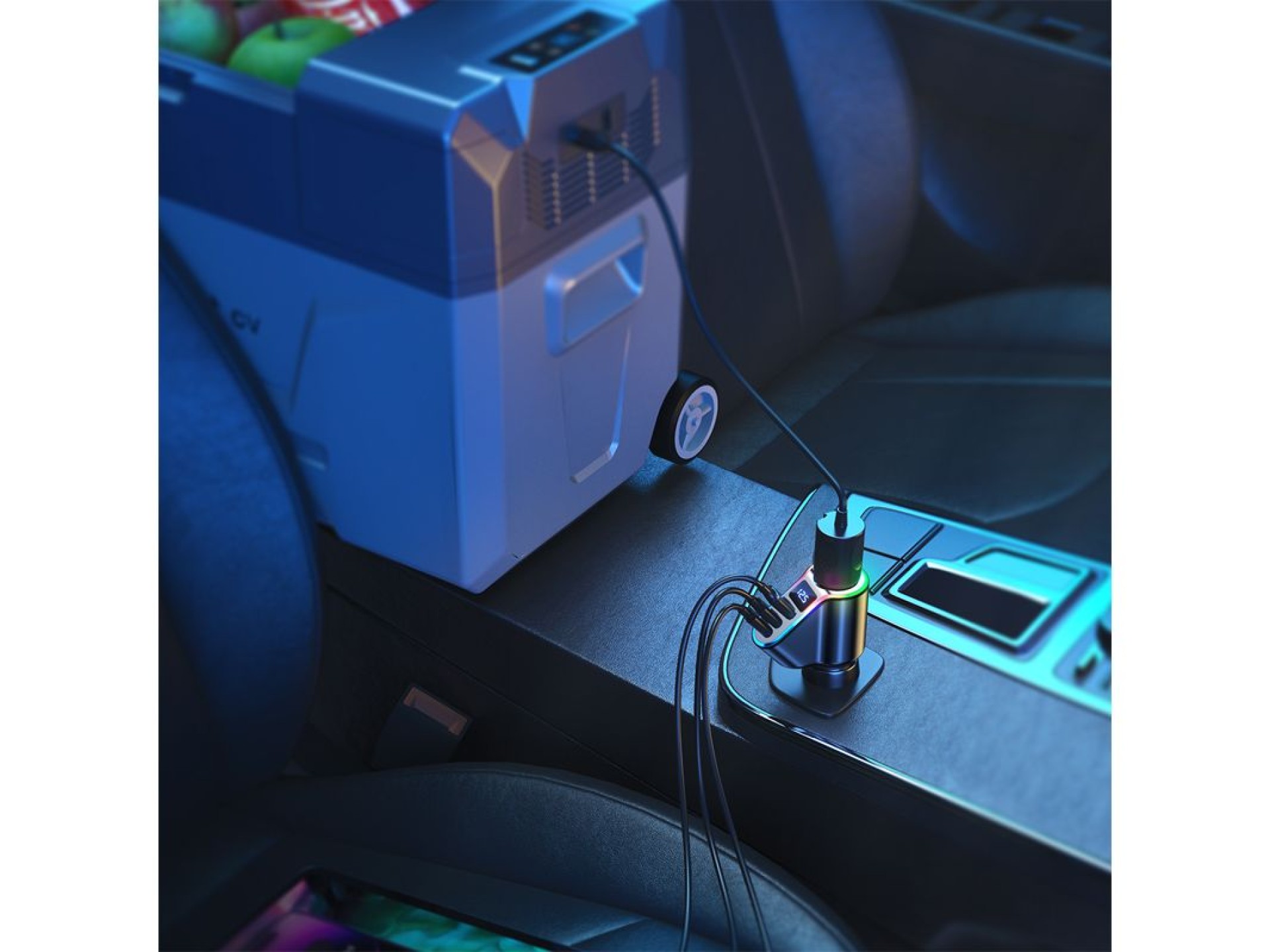 Carregador rápido para carro Joyroom 4 em 1 USB-A QC3.0 / 2x USB-C PD 150W Preto (JR-CL21)